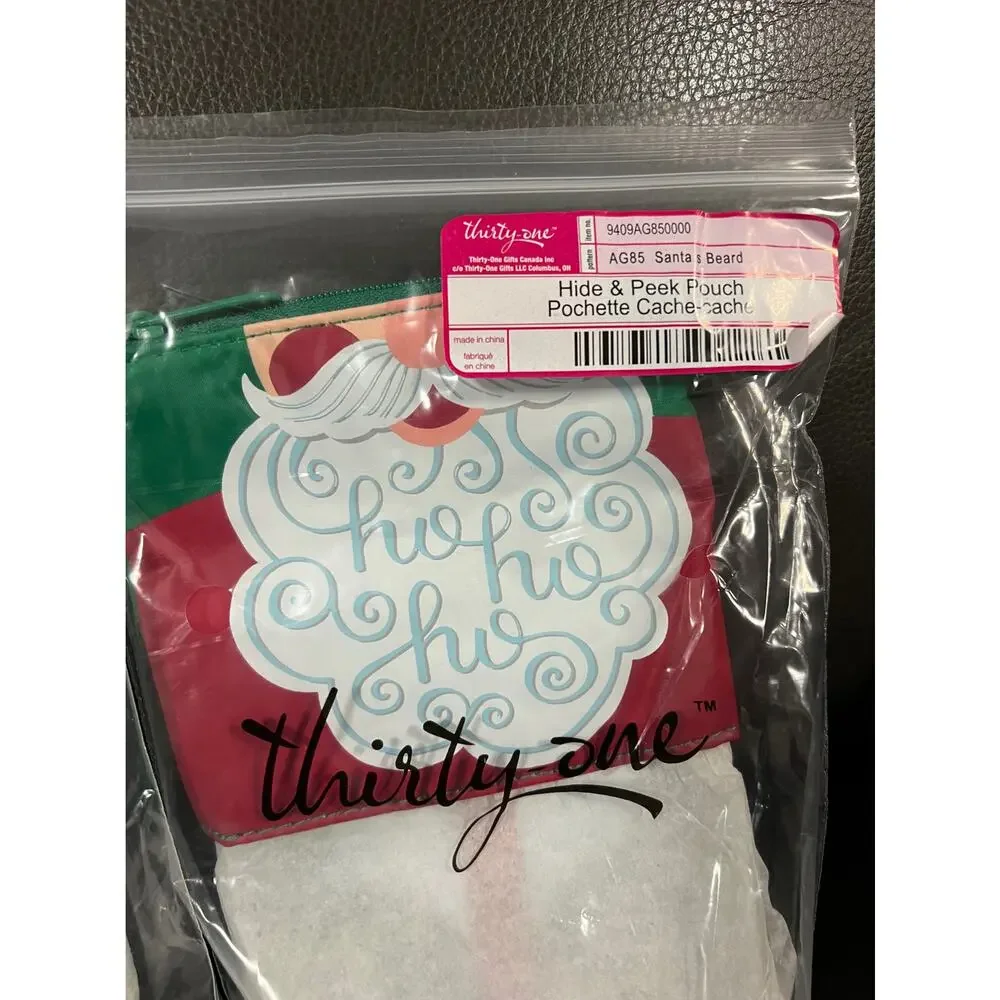 NIP Thirty One 31 Hide and Peek Pouch Holiday Llama Santa's Beard